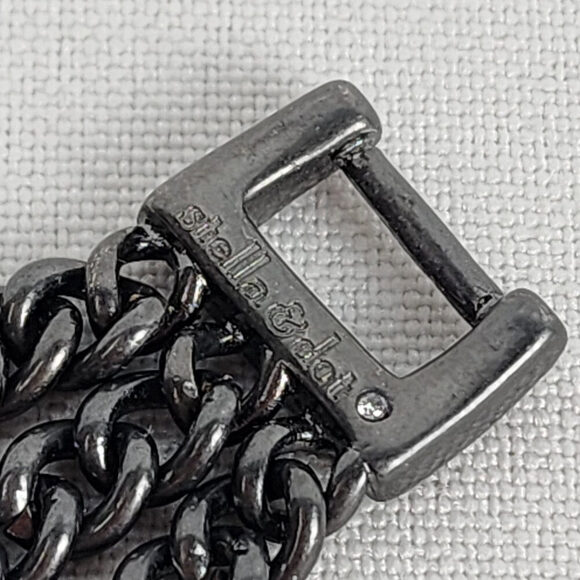 Stella And Dot Blue & Green Rhinestone Hematite Black Chain Link Bracelet - Picture 5 of 6